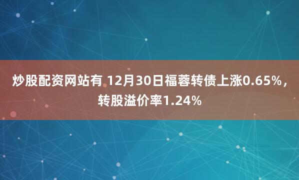 炒股配资网站有 12月30日福蓉转债上涨0.65%，转股溢价率1.24%